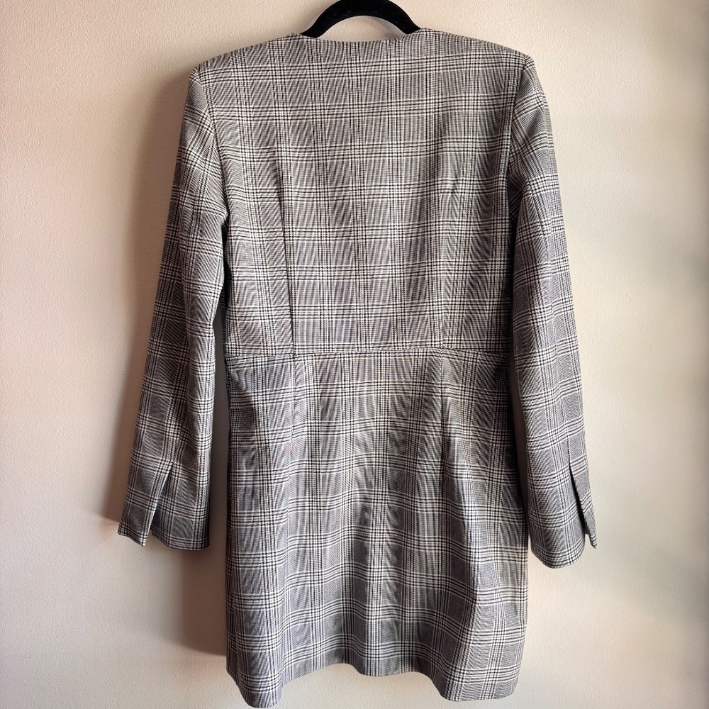 ZARA Women's Plaid Black & White Blazer Dress Size Medium M Professional Career - Picture 2 of 5